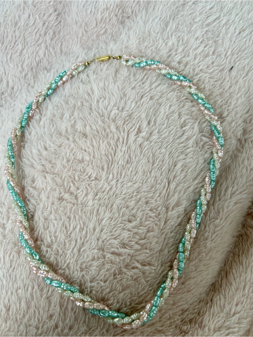 Beautiful Vintage Late 1980s Multi-Strand Freshwater Rice Pearl Torsade Necklace